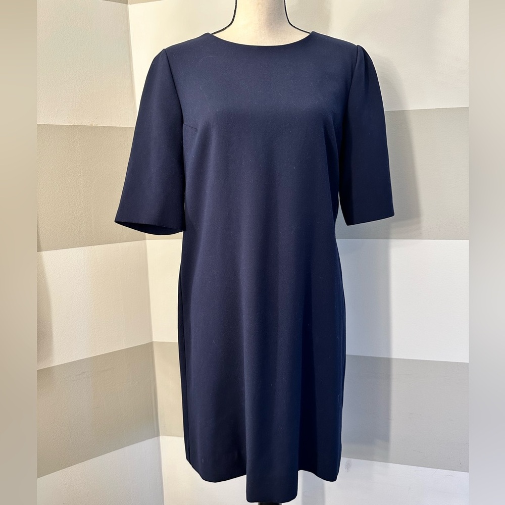 GAP Scoop Neck Full Back Zip Shift Dress Navy Blue size 10